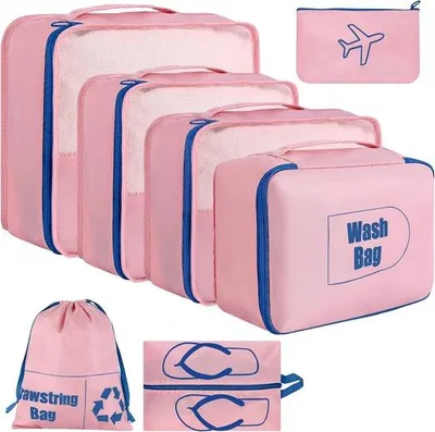 Produktbild von Famanu Kofferorganizer Set - 7 Wasserfeste Verpackungswürfel und Schuhbeutel