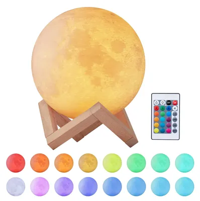 Produktbild von EXTSUD Mond Lampe 16 Farben 3D Mondlampe Nachtlampe mit mit Fernbedienung&Touchschalter Dimmbar USB Wiederaufladbare Schlafzimmer Dekorative Lichter Geschenke für Erwachsen Mädchen Jungen