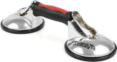 Image de Poignée à ventouse en aluminium 2X125Mm Pour le verre et les surfaces lisses, Capacité de charge jusqu'à 120 Kg, Plastique antidérapant, Maintien sûr.