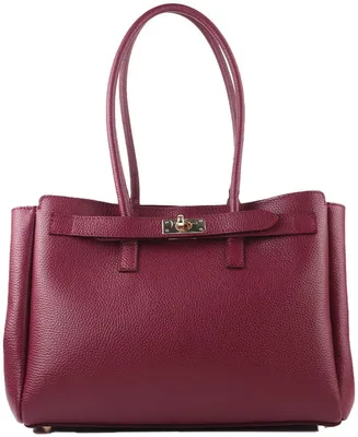 Image de Giuliano, sac à main Josephine - Bordeaux - Cuir suédé - Fabriqué en Italie