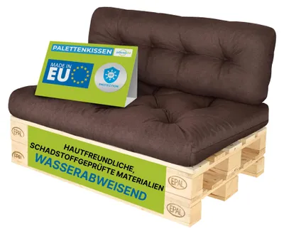 Produktbild von Pillows24 - Palettenkissen wasser- und UV-beständig - 2ER SET | Polster für Europaletten 120x80 - Palettenmöbel - Outdoor/Indoor, Braun