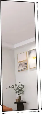 Image de Miroir pleine longueur, design élégant, installation polyvalente, noir-S-60x165cm