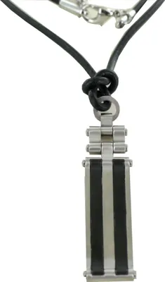 Produktbild von Esprit Herren Kette Leder Edelstahl Silber schwarz ESNL-11271.A50