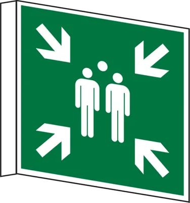Produktbild von Dreifke® Rettungszeichen 300x300mm, Sammelstelle E007 Fahnenschild - ASR A1.3...