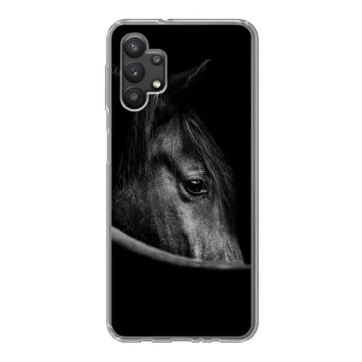 Produktbild von MuchoWow® Handyhülle Schutzhülle Hülle für Samsung Galaxy A32 5G Pferde - Porträt - Schwarz - Tiere Silikon Softcase Handy Hülle - Softcase