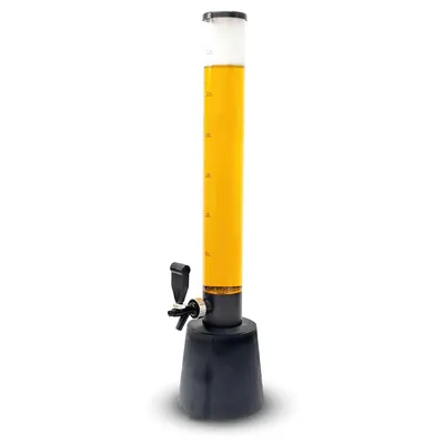 Produktbild von XXL Biertrinksäule 3,5 Liter mit tropfsicherem Zapfhahn – Transparenter Getränketower für Partys – Bierturm für Cocktails & Kaltgetränke
