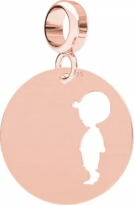 Image de Charms plaqué or rond insigne avec garçon enfant garçon argent 925