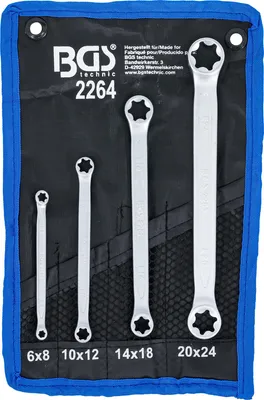 Immagine prodotto di BGS Set di chiavi a doppio anello in 4 pezzi per viti esterne con profilo E - 2264