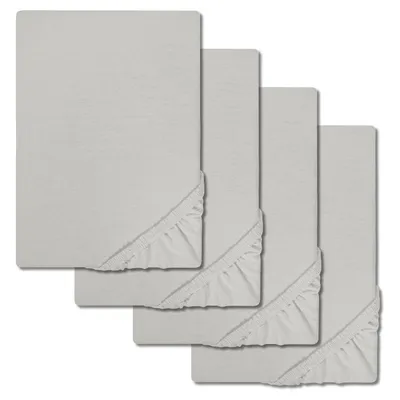 Produktbild von 4er-SetCloudComfort Basic Spannbettlaken Jersey-Stretch silbergrau 180 x 190 - 200 x 200 cm (4 Stück)