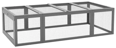 Produktbild von Freilaufgehege für Kleintiere Aufklappbares Dach Tannenholz Grau