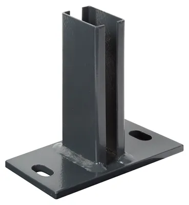 Image de Alberts 686987 Support de poteau pour clôture à double fil, à visser, galvanisé à chaud, revêtement plastique anthracite RAL 7016, plaque 150 x 80 mm, pour poteaux 60 x 40 mm
