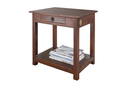 Image de MASSIVMOEBEL24 | Table d'appoint 61x45 Acacia laqué Nougat OXFORD #438