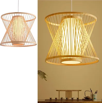 Zdjęcie produktu dla Lampa wisząca „Hinata” – ręcznie wykonana w stylu orientalnym, z podwójną warstwą, rozetą i białym kablem, E27