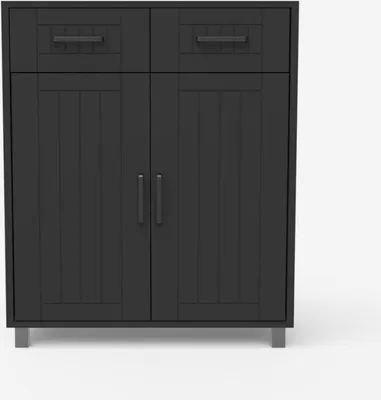 Produktbild von Moderner Mehrzweck Badezimmer Schrank 2 Türen 2 Schubladen 60 cm Takari - Grau