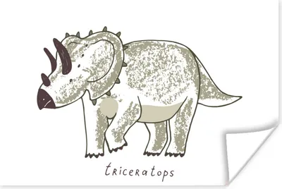 Produktbild von MuchoWow® Poster Kinderzimmer - Triceratops - Dinosaurier - Jungen - Mädchen - Kinder 120x80 cm - Bilder