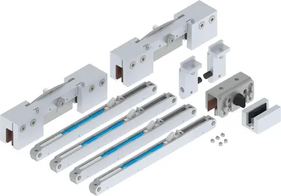 Produktbild von Helm GT-S Schiebetürbeschlag für Glasschiebetüren | ohne Schiene mit Einzugsdämpfung 150kg | Alu silber eloxiert