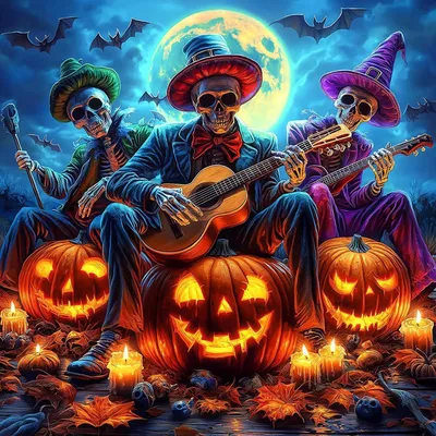 Immagine prodotto di Kit per Diamond Painting 5D, adulti, zucche di Halloween, scheletri, 30x30 cm