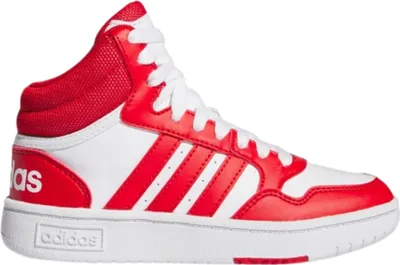 A single Adidas Hoops 3.0 Mid Kinder Sportschuhe shoe is shown from the side against a white background.