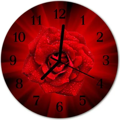 Produktbild von Glasuhr Wanduhr Küchenuhr Echt-Glas 30fi cm Rose rot