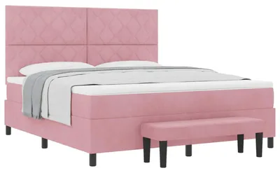 Immagine prodotto di Letto a molle con testiera Rosa 200 x 180 cm Velluto
