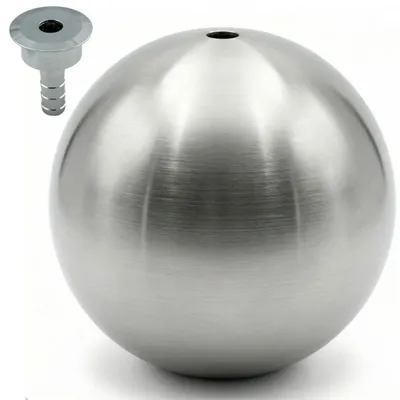 Produktbild von Kugelbrunnen aus matt gebürstetem Edelstahl D: 48 cm – Edelstahlkugel matt für Gartenbrunnen, Wasserspiel Garten, 30 mm Lochbohrung, 1/2 Zoll Schlauchanschluss, Edelstahlbrunnen für DIY Brunnenanlagen