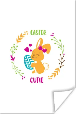 Produktbild von MuchoWow® Poster Ostern - Zitate - Osterschnuckel - Hase - Kranz 60x90 cm - Wanddekoration