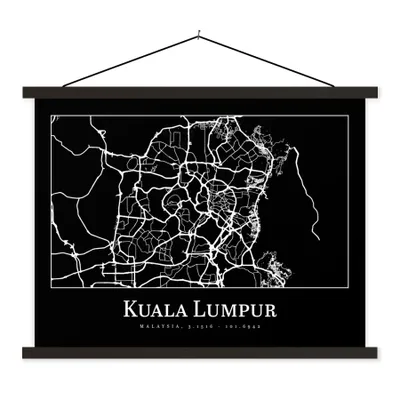 Produktbild von MuchoWow® Textilposter Stadtplan - Kuala Lumpur - Karte 150x113 cm mit holzfarbenen Rahmen - Poster