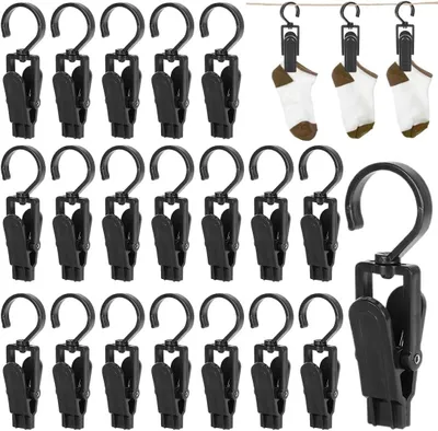 Imagen del producto de Ganchos con resorte, 20 unidades, de metal, con clips antideslizantes, giratorios 360°, para toallas