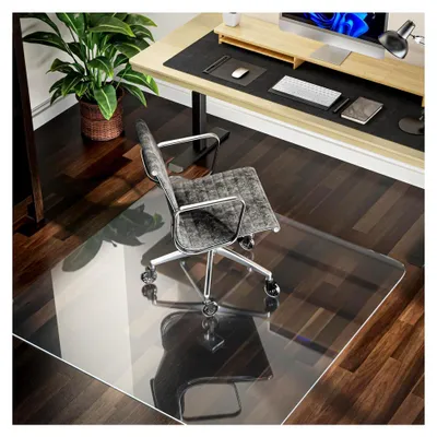 Produktbild von Bodenschutzmatte für Bürostühle – transparente, rutschfeste Stuhlunterlage für Teppich und Hartböden, 90×120 cm, milchweiß