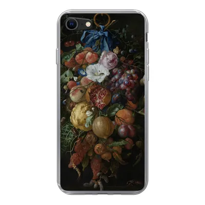 Produktbild von MuchoWow® Handyhülle Schutzhülle Hülle für iPhone SE 2020 Früchte und Blumen - Gemälde von Jan Davidsz. de Heem Silikon Softcase Handy Hülle - Kartenbesitzer