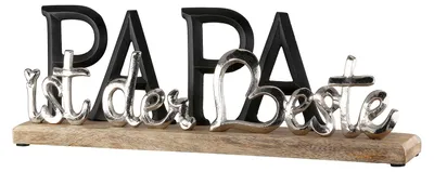 Produktbild von Gilde Schriftzug, "PAPA ist der Beste", Schriftzug, Aluminium, Mangoholz, schwarz, silberfarben, , L. 6 cm, B. 38 cm, H. 13 cm 53343