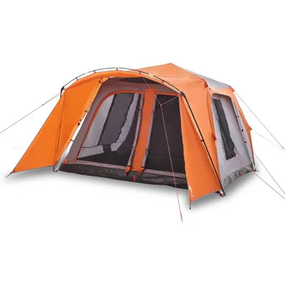 Produktbild von vidaXL Familienzelt mit Vorzelt 9 Personen Grau Orange Quick Release