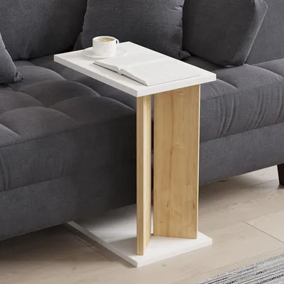 Obrázok produktu pre Skye Decor, Lun - Sapphire Oak, White, odkladací stolík, safírový dub, 100 % MELAMÍNOVÁ DOSKA, 25 x 50 x 48,6 cm