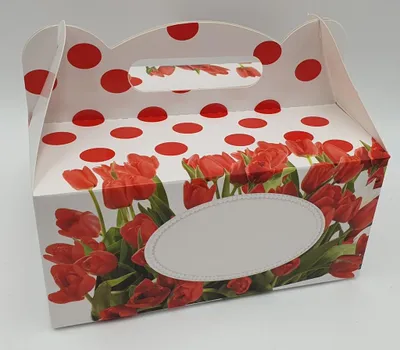Zdjęcie produktu dla pudełko kartonowe 30szt na ciasto 19x14x9cm TULIPANY