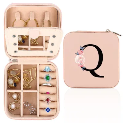 Imagen del producto de Cajas de viaje personalizadas, pequeñas, con espejo, para guardar joyas, ideales para niñas