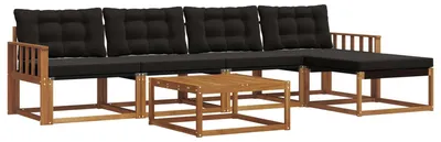 Produktbild von vidaXL Outdoor-Sofagarnitur mit Kissen 6 pcs Natürlich und Schwarz