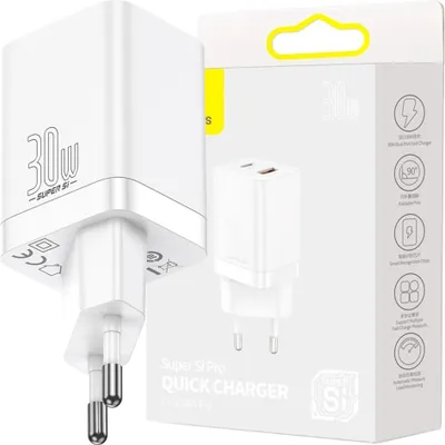 Image de BASEUS Chargeur secteur USB A + Type C PD QC3.0 30W CCSUPP-E02/CCCJG30UE blanc