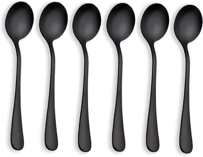 Produktbild von Set mit 6 Suppenlöffeln aus Edelstahl mit Titanbeschichtung Schwarz