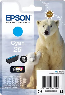 Packaging for an Epson ink cartridge featuring polar bears.