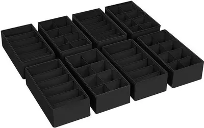 Obrázek produktu pro Šatní skříňka s 8 přihrádkami, organizér na oblečení a ponožky, 30 x 15 x 9 cm, černá