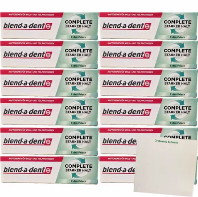 Produktbild von Blend-a-dent Super Haftcreme Extra Stark Frisch VPE (12x47g Packung) + usy Block