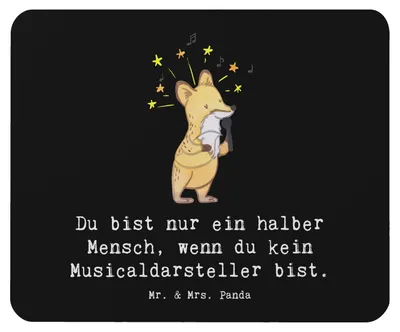 Produktbild von Mr. & Mrs. Panda Mouse Pad Musicaldarsteller Herz - Schwarz - Geschenk, Mousepad, mousematte, pc, laptop, Mauspad