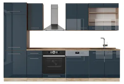 Obrázok produktu pre Kuchynská linka Vicco Fame-Line Tmavomodrá vysoký lesk/dub Goldkraft 300 cm bez pracovnej dosky, Model 49773
