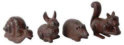 Image de Lot de 4 animaux en fonte - Marron - H 17,3 cm