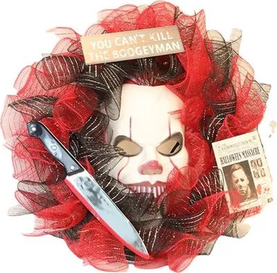 Produktbild von Girlande mit Halloween-Clownmasken, Halloween-Türgirlande, Veranda-, Fenster-, Innen- und Außendekoration