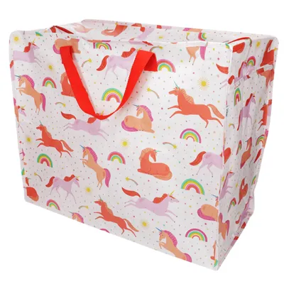 Produktbild von Rex London XXL Aufbewahrungstasche Einhorn Riesentasche ca. 55x48x28 cm rosa Regenbogen