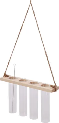 Produktbild von Esschert Design AGG137, Zylinderförmige Vase, Glas, Jute, Nylon, Pinienwald, Edelstahl, Transparent, Holz, Drinnen, Drinnen, 130 mm