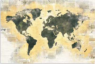Produktbild von MuchoWow® Poster Weltkarte - Zeitung - Gold 60x40 cm - Schlafzimmerdekoration