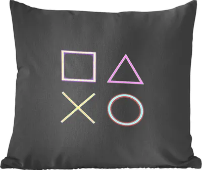 Produktbild von MuchoWow® Zierkissen Sofakissen Wohnzimmer Dekokissen 40x40 cm Gaming - Neon - Konsole - Schwarz - Controller - Gaming - Foto Kissen - Schlafzimmer Dekoration
