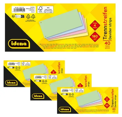 Productafbeelding van Idena 90277 - Scheidingsstrips, 160 stuks, met perforatie, register van 180 g/m²Mix